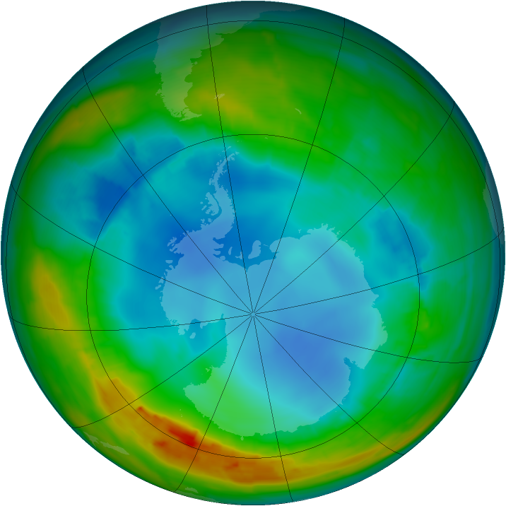 Antarctic ozone map for 04 August 2014